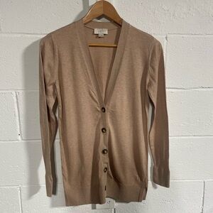 Loft Beige Fine Knit Button Down Cardigan Sz XS